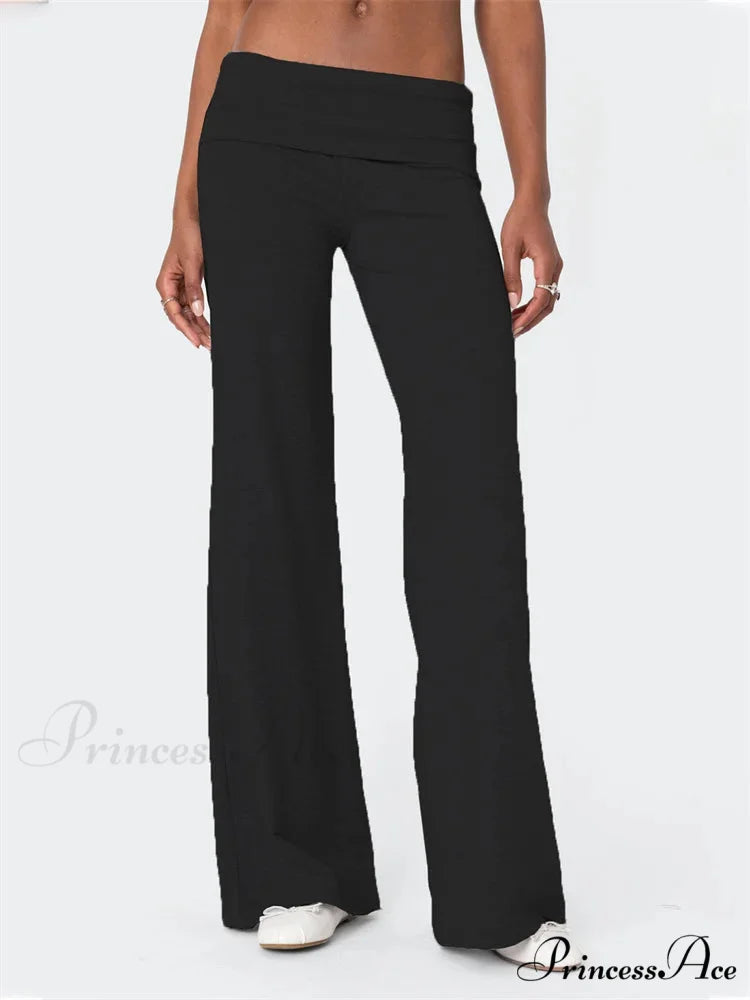 Loose Waist Monochrome Relaxed Informal Urban Pant BLACK / S pant-250223