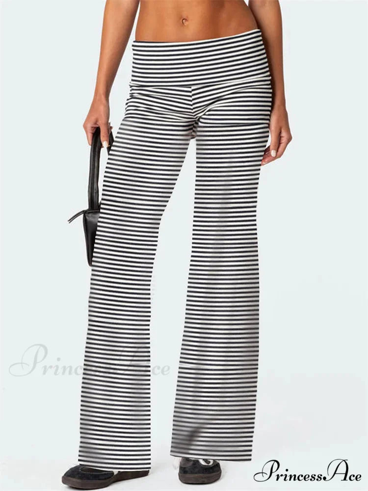 Loose Waist Monochrome Relaxed Informal Urban Pant BLACKSTRIPE / S pant-250223