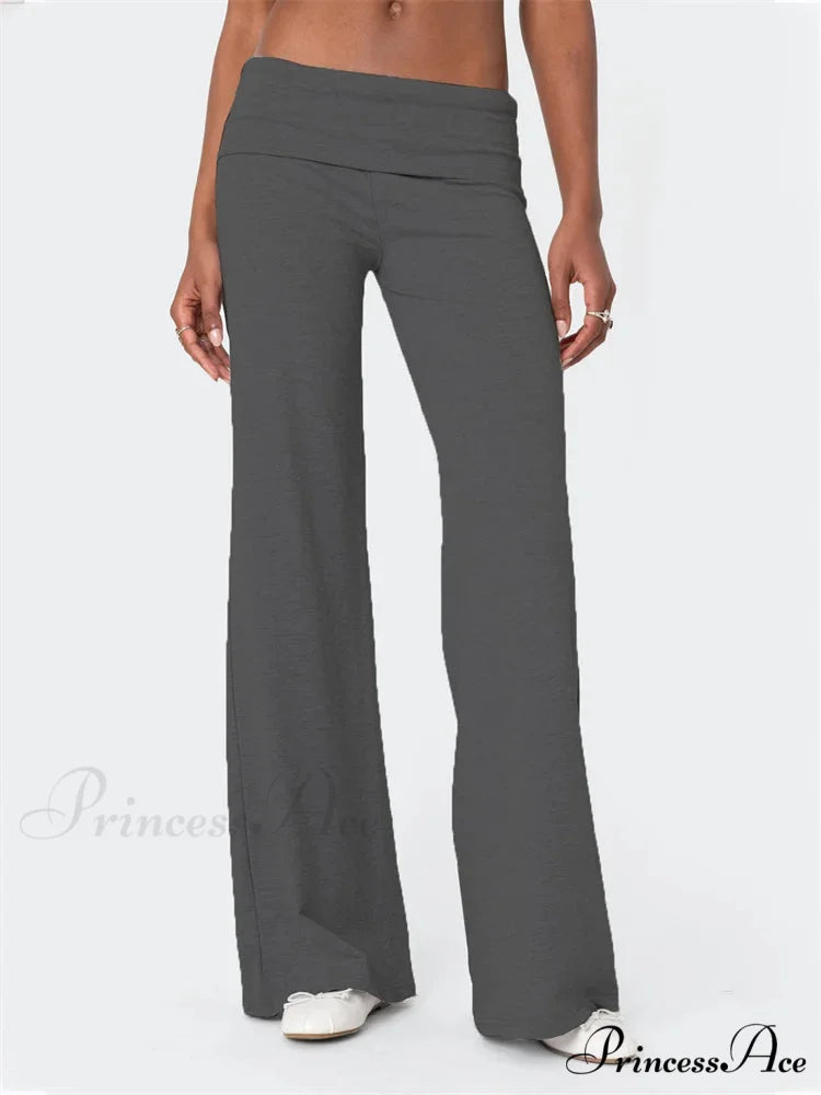 Loose Waist Monochrome Relaxed Informal Urban Pant DRAKGRAY / S pant-250223