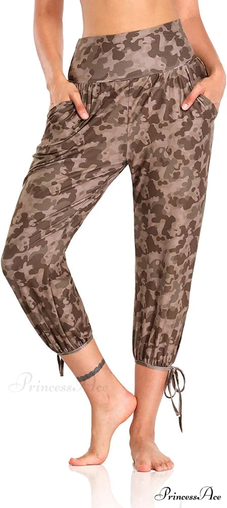 Loose Workout Sweatpants Comfy Lounge Joggers Capri Pants Camo / X-Large