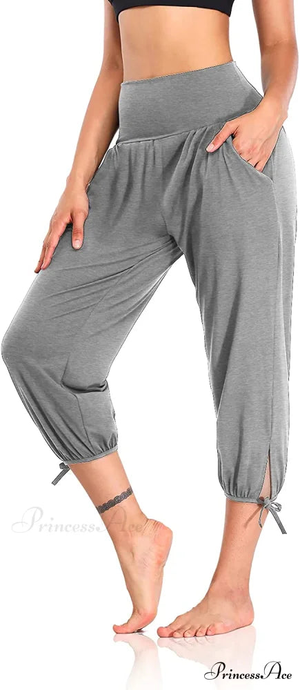 Loose Workout Sweatpants Comfy Lounge Joggers Capri Pants Light Gray / X-Large