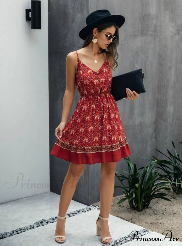 Lossky Summer Women’s Cotton Mini Sundress with Button Detail S / PRUPLE