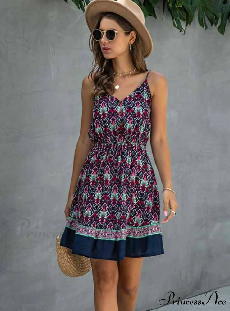 Lossky Summer Women’s Cotton Mini Sundress with Button Detail S / RED