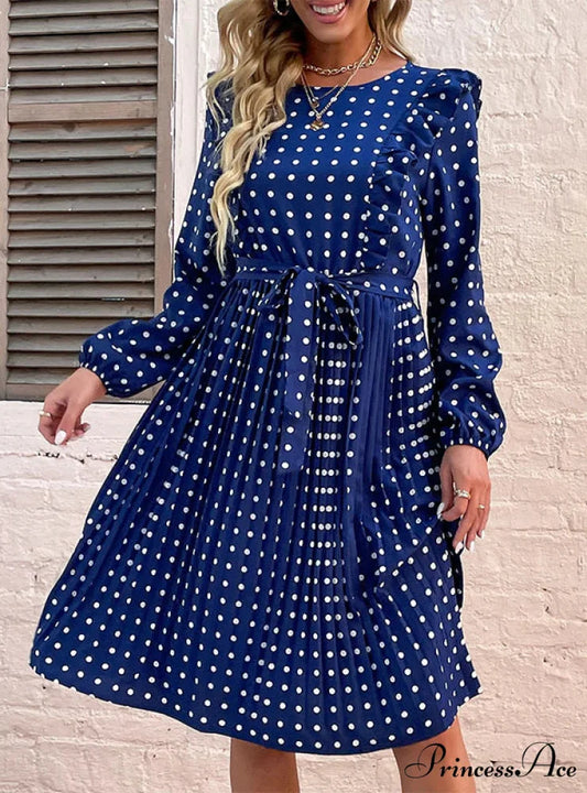 LOTUS LEAF POLKA DOT DRESS - LONG SLEEVE