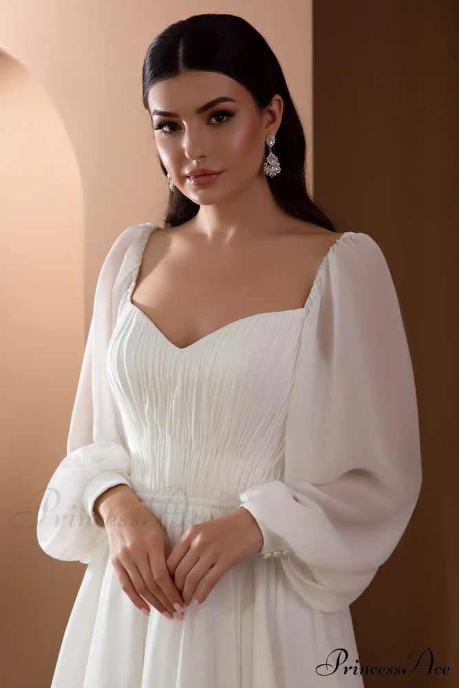 Louise A-Line Graceful Chiffon Wedding Dress