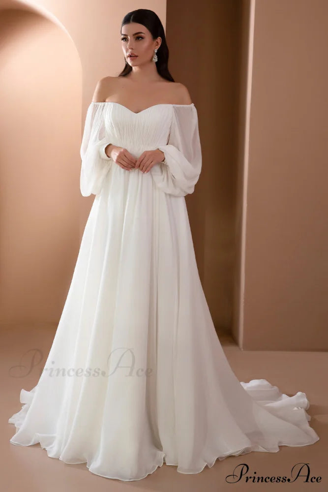 Louise A-Line Graceful Chiffon Wedding Dress Ivory / 2