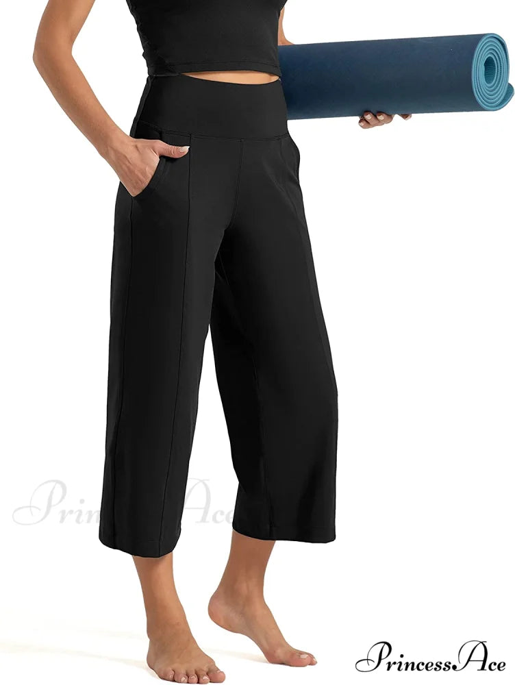 Lounge Yoga Capris Pants High Waist Workout Flare Crop Pants