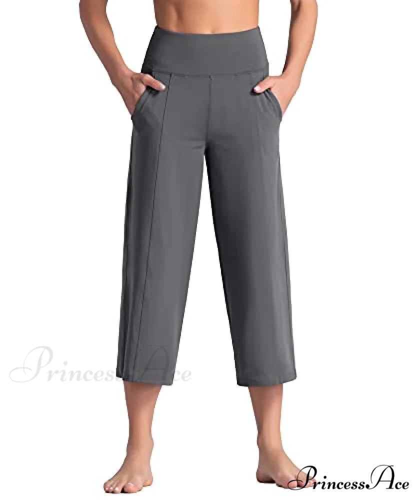 Lounge Yoga Capris Pants High Waist Workout Flare Crop Pants