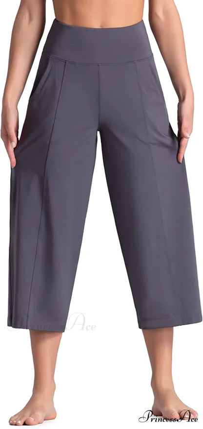 Lounge Yoga Capris Pants High Waist Workout Flare Crop Pants