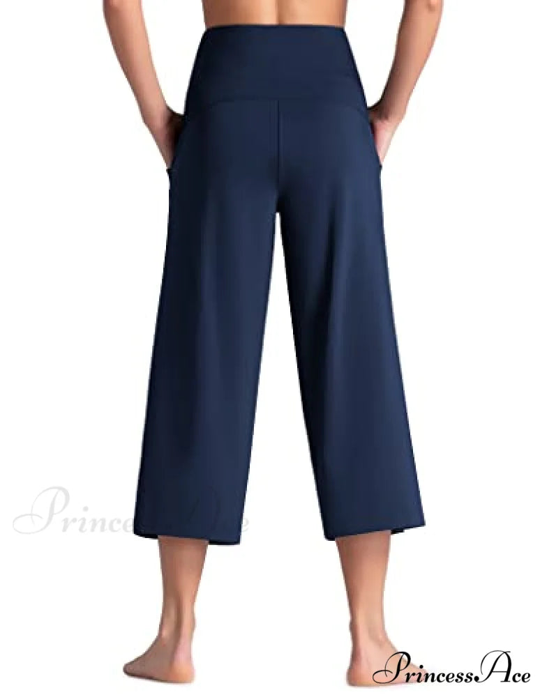 Lounge Yoga Capris Pants High Waist Workout Flare Crop Pants
