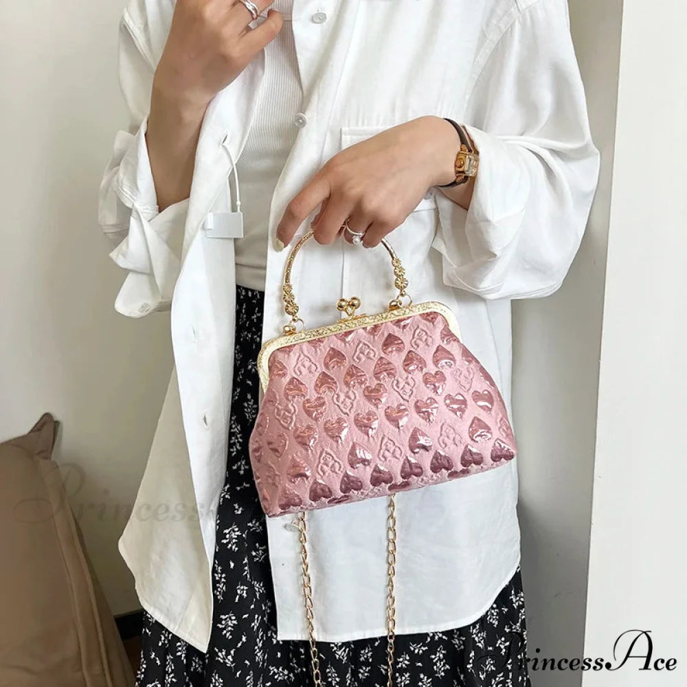 Love Design Chic Evening Clutch Chain Crossbody Bag Pink clutchbag-250126