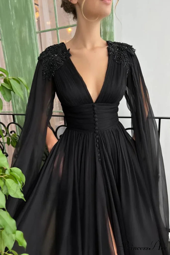 Love Story Graceful Midnight Black Gown