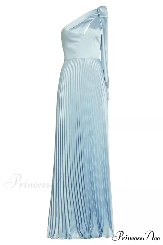 Lovely Evenings One-Shoulder Trendy Pleated Maxi Dress