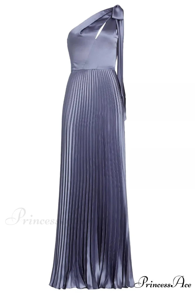 Lovely Evenings One-Shoulder Trendy Pleated Maxi Dress