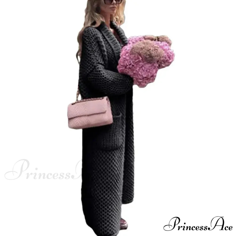 Low Collar Knitted Sweater Black / S cardigans-241228