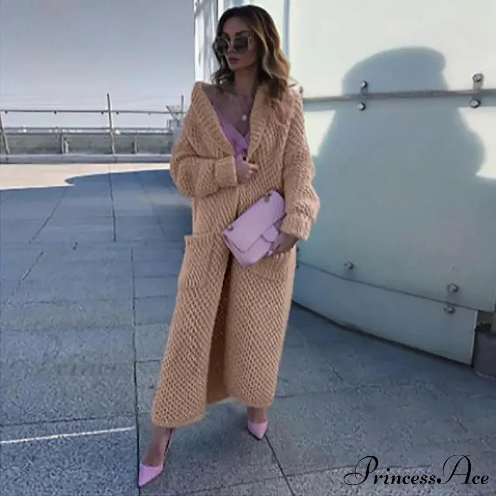 Low Collar Knitted Sweater Khaki / S cardigans-241228