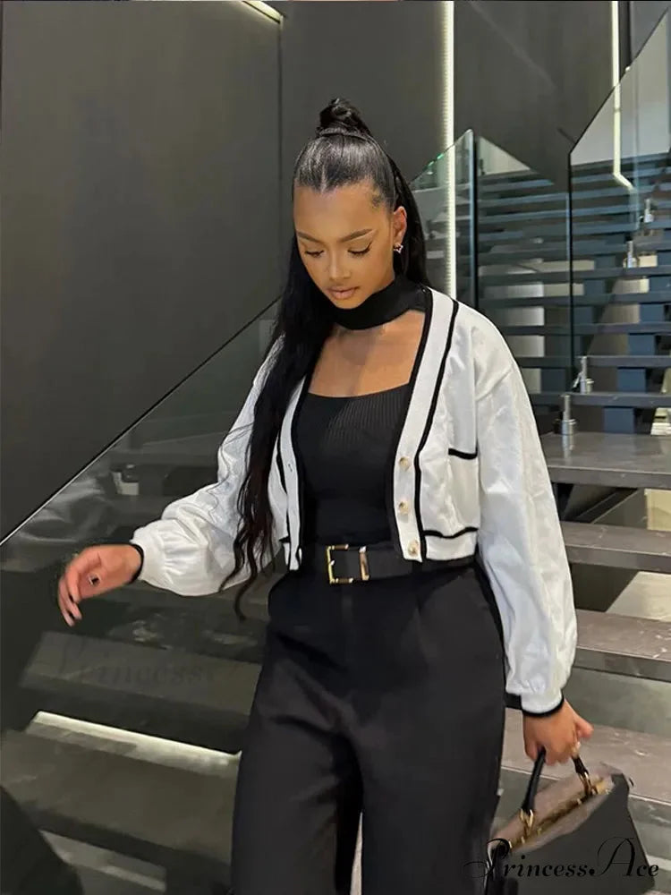 Low-cut Cropped Differentiating Cardigan cardigans-241228