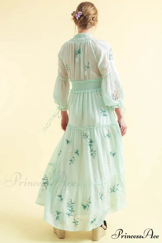 Low-cut Long Sleeve Informal Dress bohodress-250126