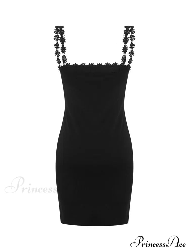 Low Cut Party Clubwear Sexy Flowers Strap Patchwork Mini Dress