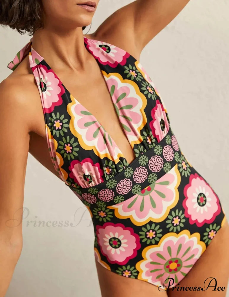 Low-cut Plunging Backless Swimsuit Seductive One Piece Black / S onepiece-250223