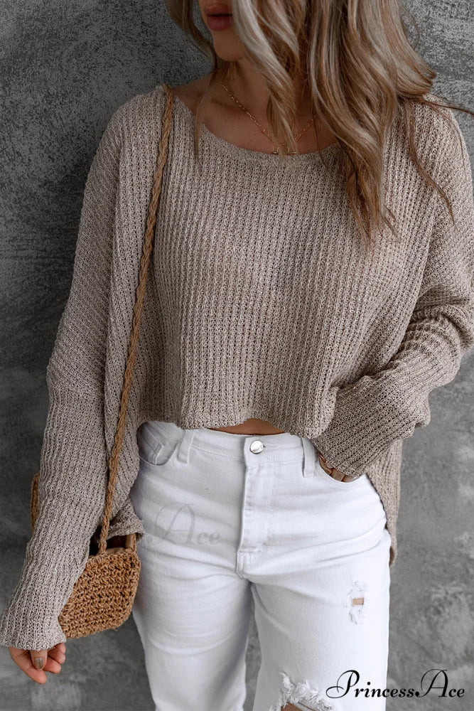 Low Dolman Slouchy High Gray Arm Sweater