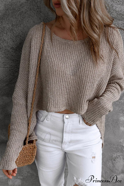 Low Dolman Slouchy High Gray Arm Sweater