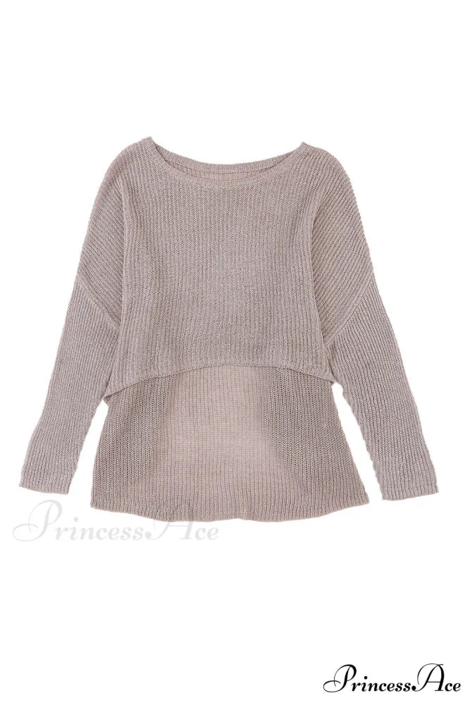 Low Dolman Slouchy High Gray Arm Sweater