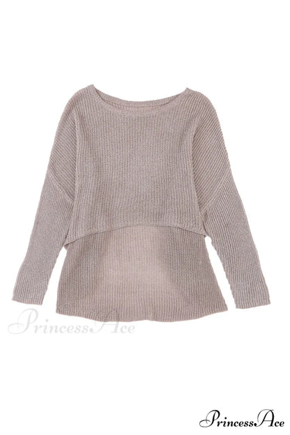 Low Dolman Slouchy High Gray Arm Sweater