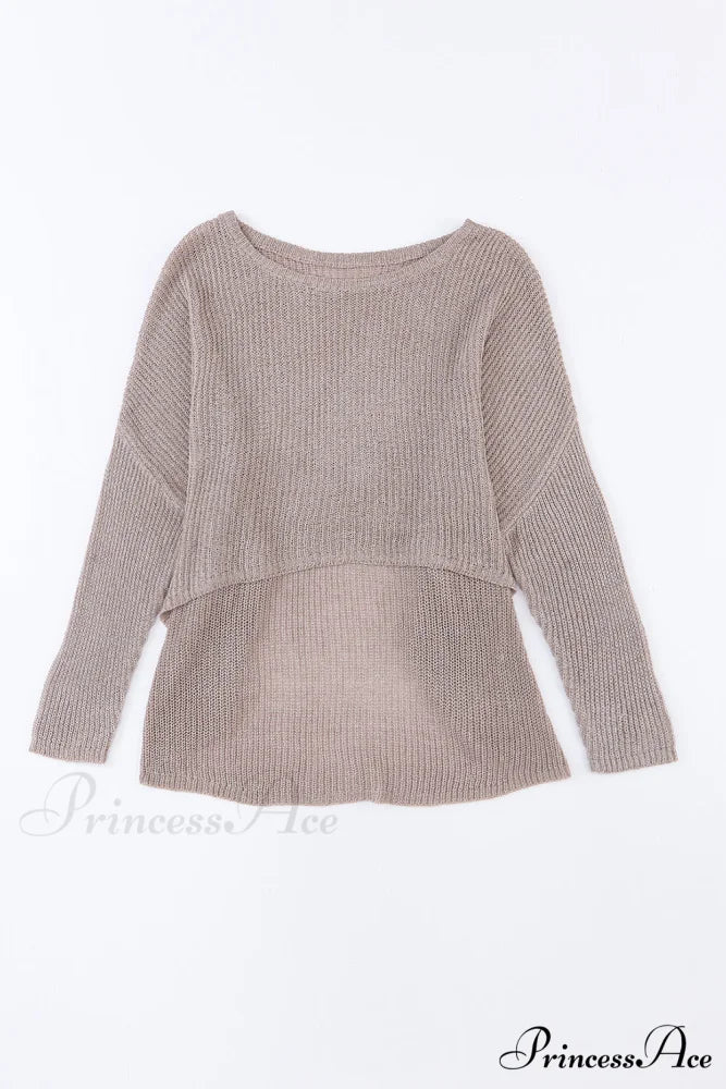 Low Dolman Slouchy High Gray Arm Sweater