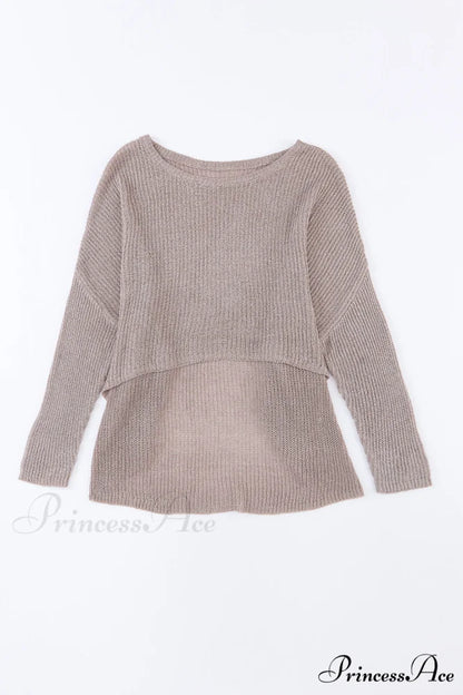 Low Dolman Slouchy High Gray Arm Sweater