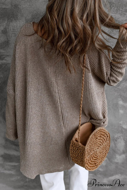 Low Dolman Slouchy High Gray Arm Sweater