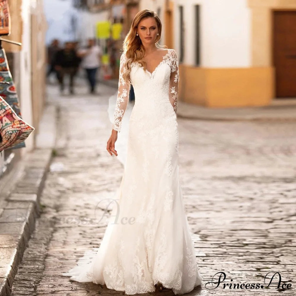 Low Plunging Backless Transparent Bridal Gown White / 2 weddingdress-250223