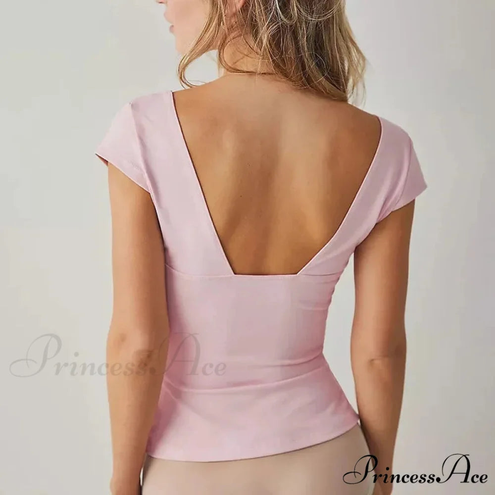 Low V Neck Short Top croptop-250223