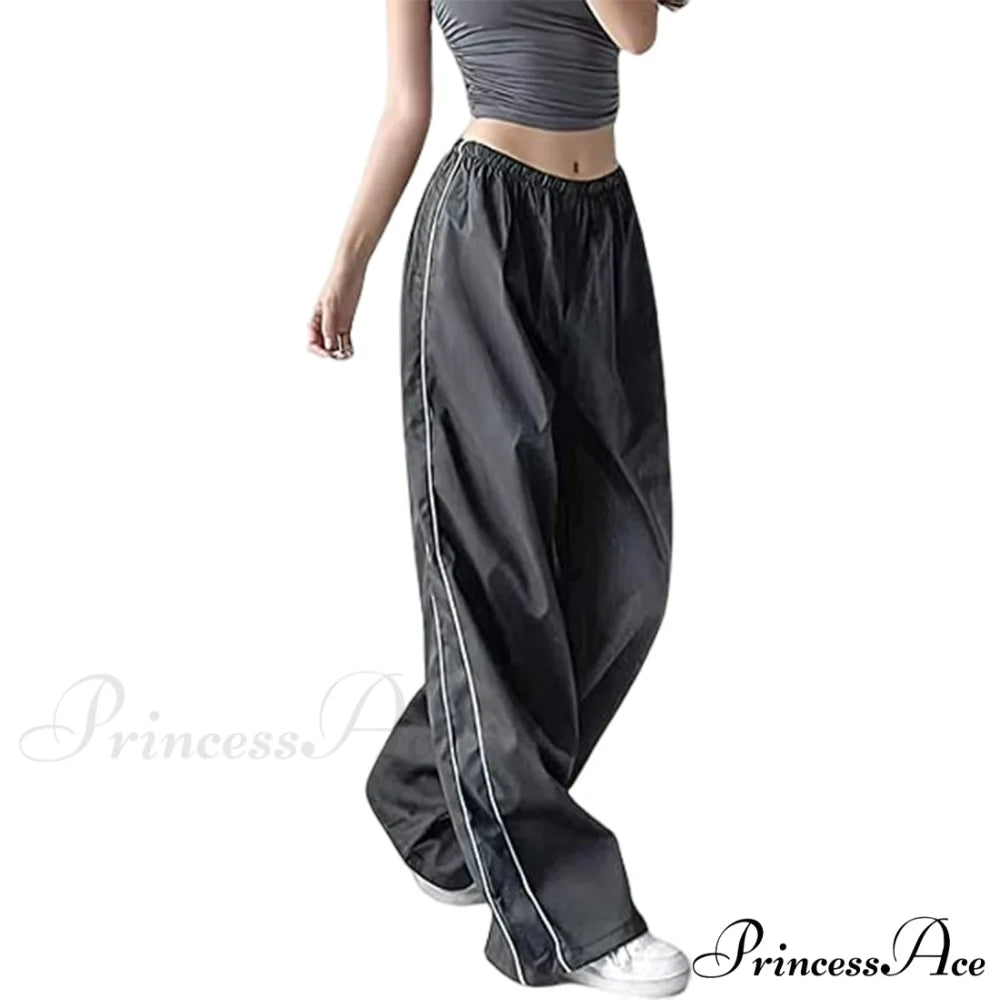 Low Waist Loose Sweatpants Vintage Parachute Pants Dark Grey / S