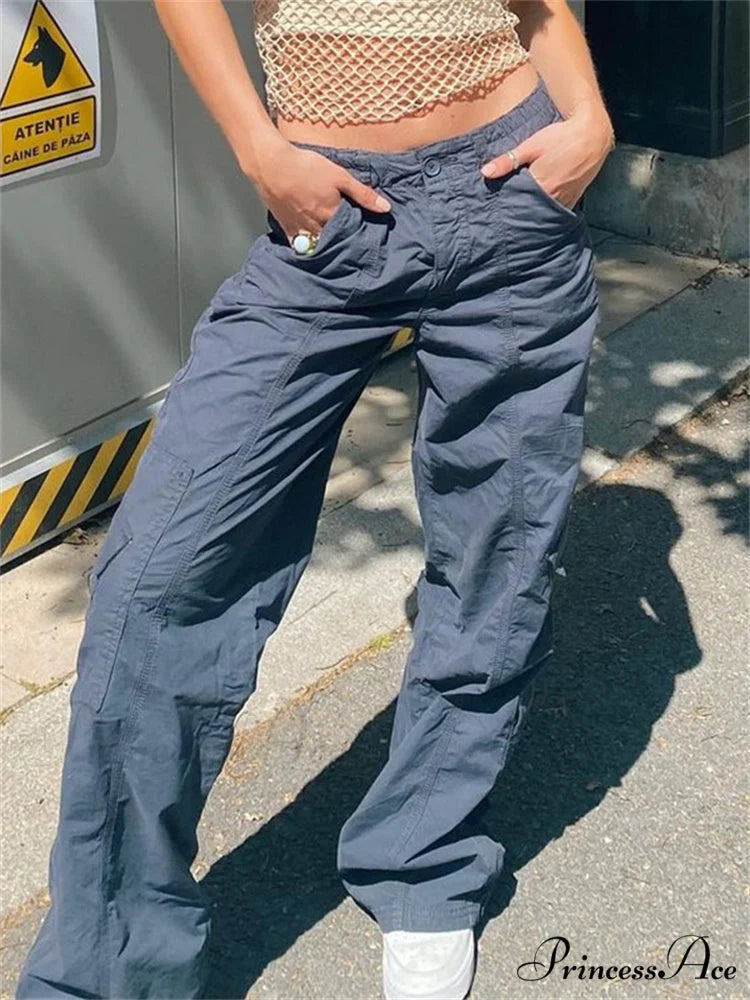 Low Waisted Y2K Grunge Baggy Jeans Blue / S