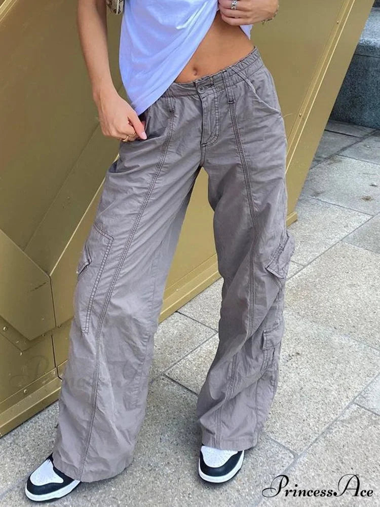 Low Waisted Y2K Grunge Baggy Jeans Gray / S