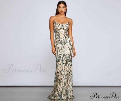 Luana Formal Open Charming Back Sequin Dress