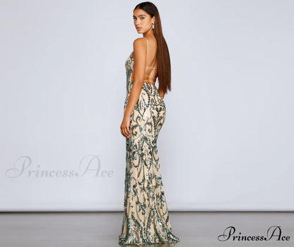 Luana Formal Open Charming Back Sequin Dress NUDE / 3