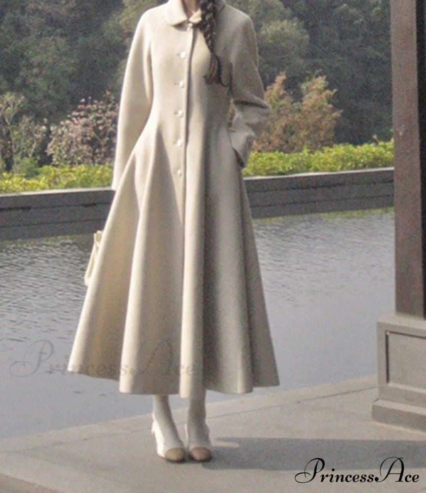 Luxurious Blended Elegant Overcoat Off-white / S overcoats-241228