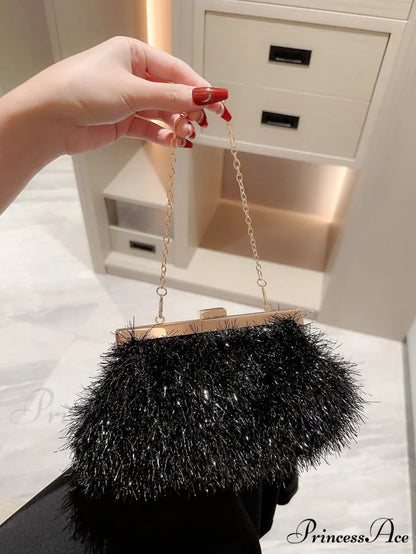 Luxurious Evening Clutch Wedding Party Bag Black clutchbag-250126