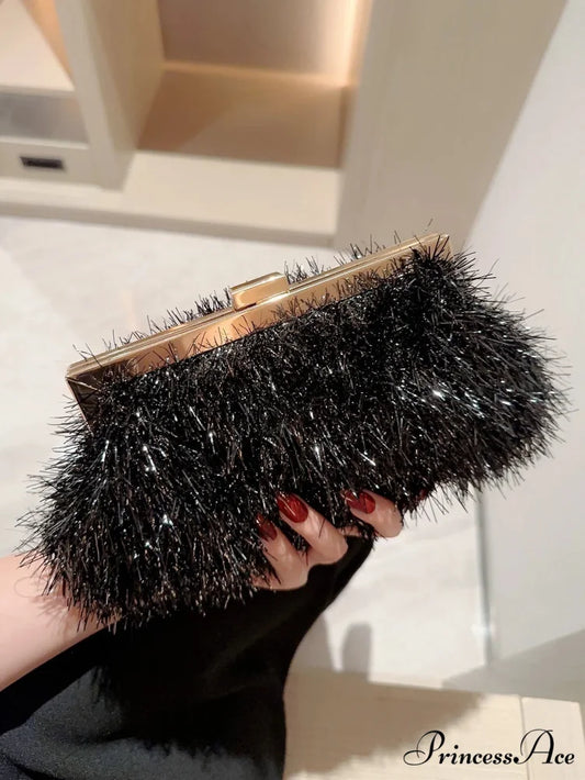 Luxurious Evening Clutch Wedding Party Bag Black clutchbag-250126