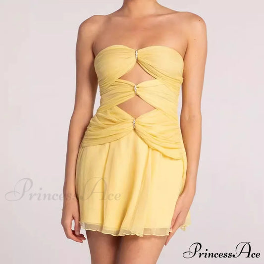Luxurious Hollow Tube Bandage Prom Dress white / XS promdress-250223