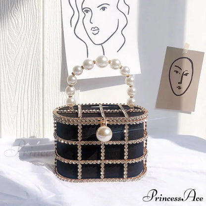 Luxurious Pearls Beaded Wedding Party Evening Bag BLACK / Mini(Max Length<20cm) clutchbag-250126