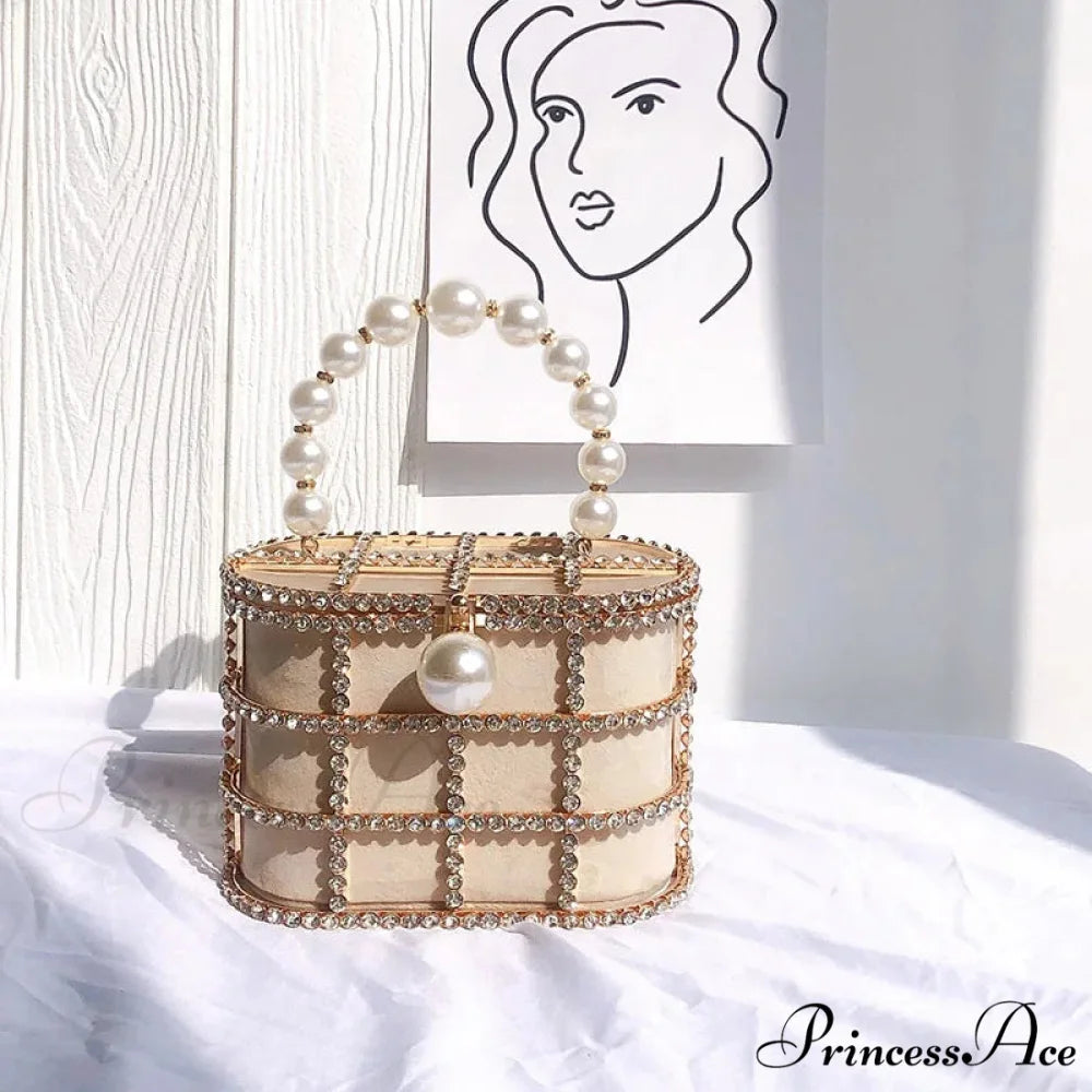 Luxurious Pearls Beaded Wedding Party Evening Bag KHAKI / Mini(Max Length<20cm) clutchbag-250126