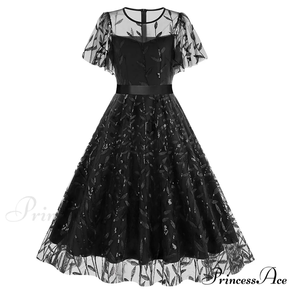 Luxury Deep V-Neck High-Waisted Lace-Up Formal Cocktail Evening Dress Black / S