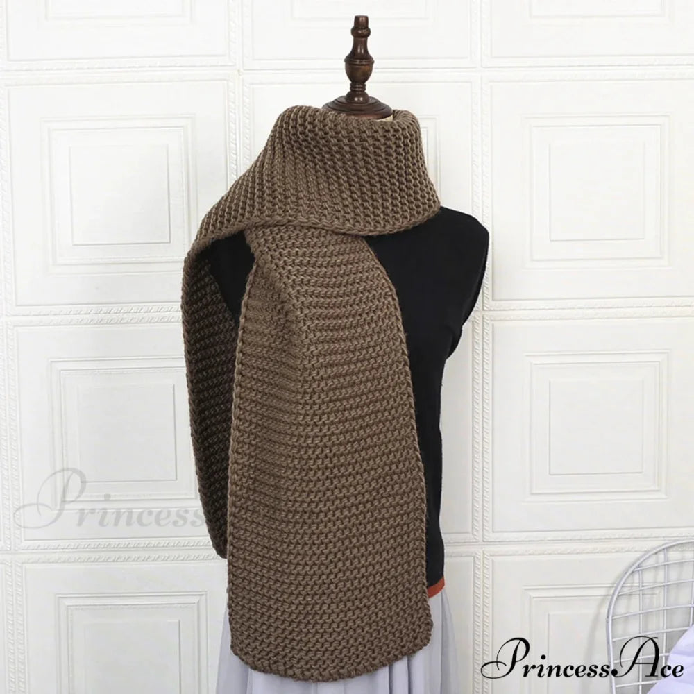 Luxury Plaid Cashmere Long Bandana Pashmina Scarf for Women DARK BROWN