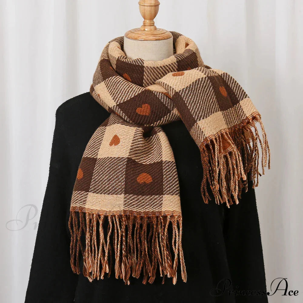 Luxury Winter Cashmere Pashmina Blanket Scarf for Women BROWN