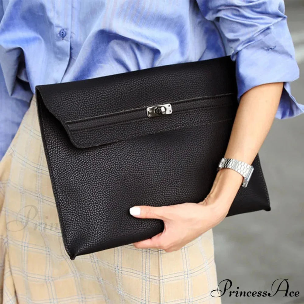 Lychee Design PU Leather Envelope Clutch wristlet-250126