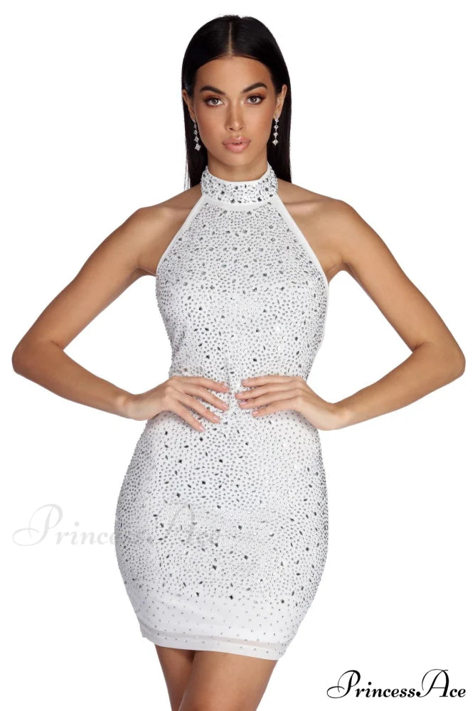 Lyla Formal Heat Charming Stone Mini Dress BLACK / M