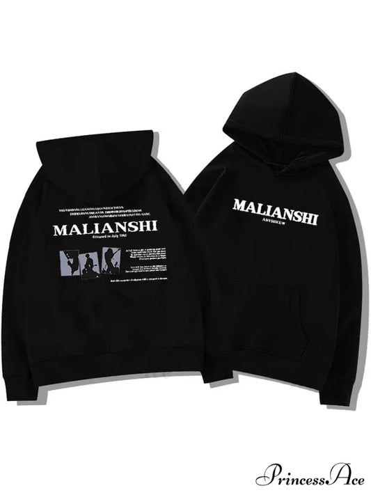 Main Street Correspondence Print Urban Music Hoodie Black / M(40-50KG) hoodies-241228